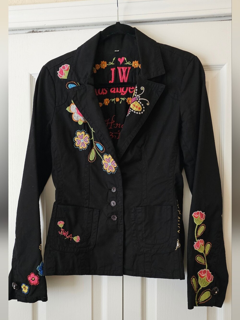 Johnny Was ||  Black Embroidered Floral Cotton Jacket